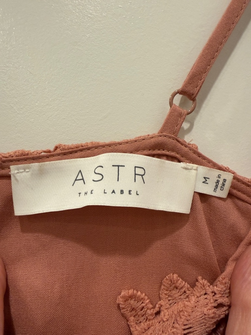 Astr Rose Blush Lace Midi Dress with Spaghetti Straps - Picture 2 of 10